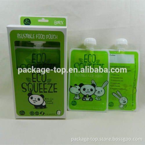 2013 reusable baby food spout pouch/gusseted squeeze pouch with screw cap for marron paste
